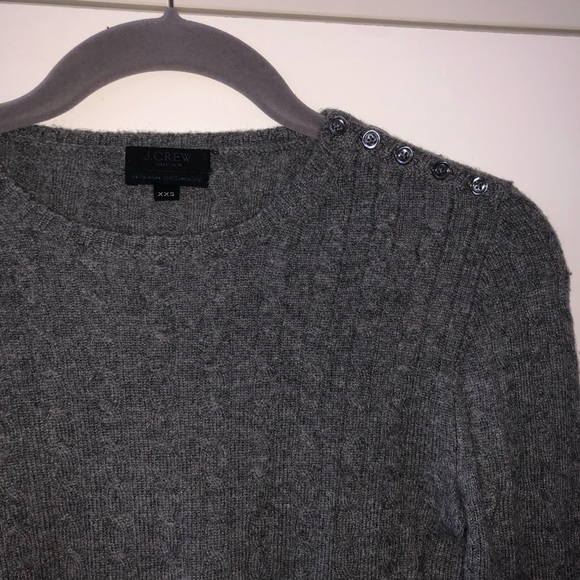 J.Crew Cable-knit cashmere crewneck sweater with shoulder buttons Grey XXS - Picture 3 of 7
